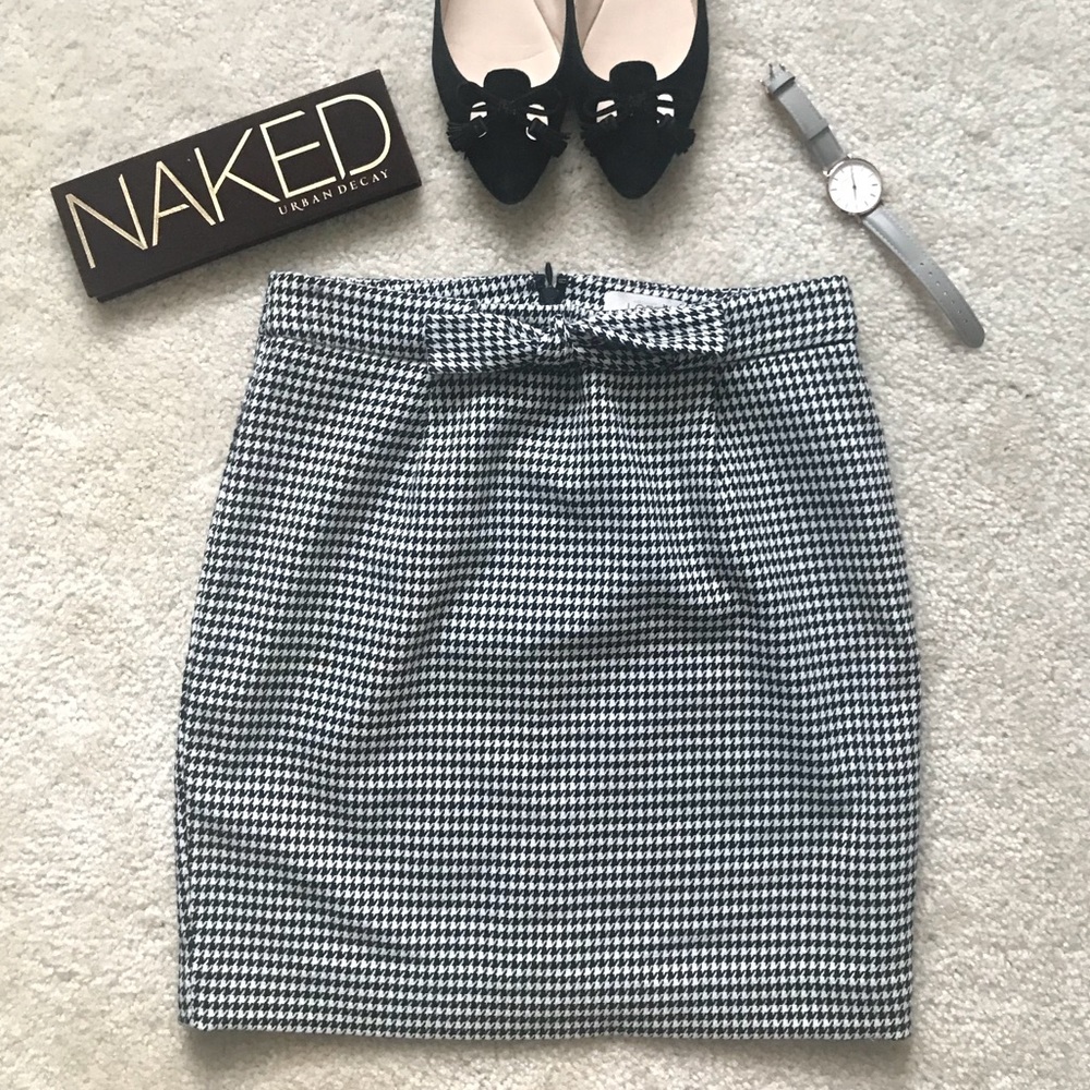 Loft Black & White Houndstooth Petite Skirt 00P